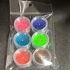 Set of 6 sugar Glitter Powders in Assorted Colors